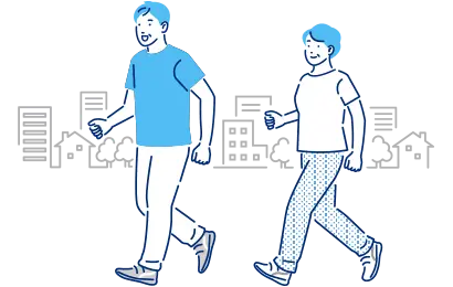 イラスト：散歩をする男女